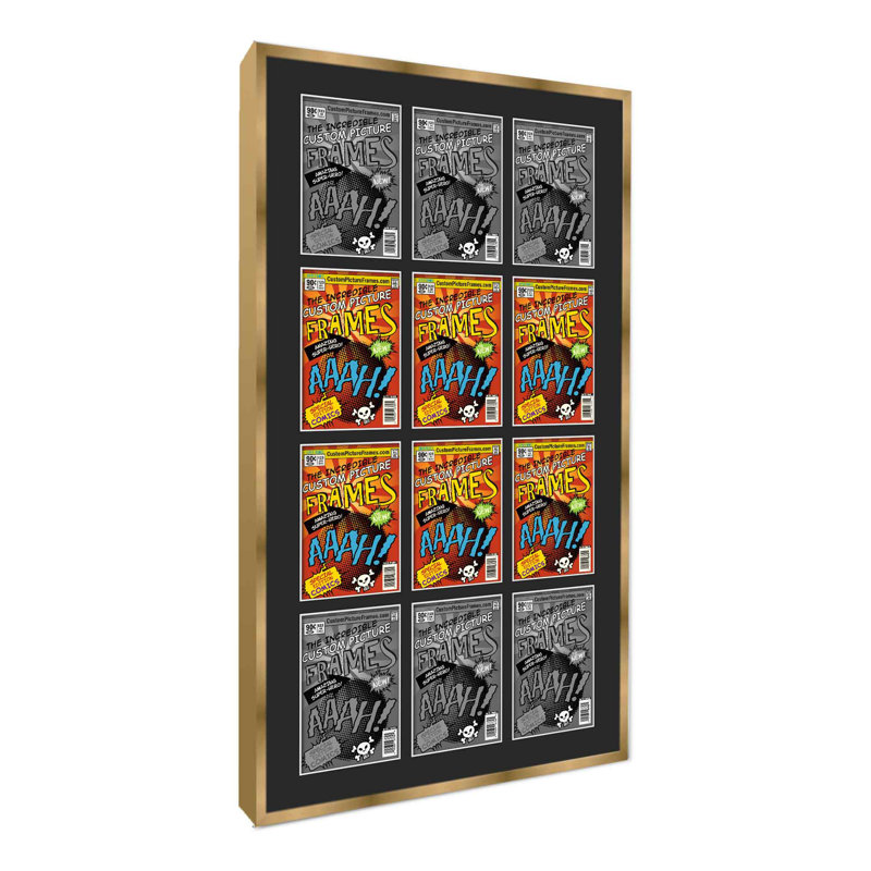 Wood Picture Frame with Mat, Black/Gold, 7.75" x 10.5", 29" x 50.5"