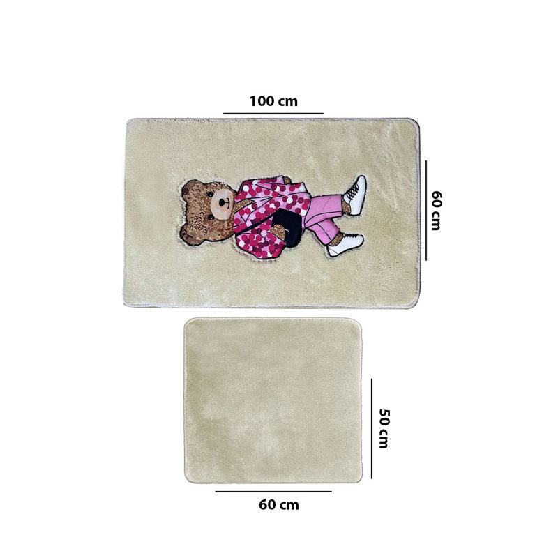 Ensemble de tapis de bain de luxe (2 pièces) de couleur pierre, 23,6 x 39,4 pouces et 19,7 x 23,6 pouces | 100% polyester, hauteur des poils de 6 à 12 mm | Base à pois antidérapante, lavable à la machine, impression numérique | Parfait pour les salles de bain élégantes