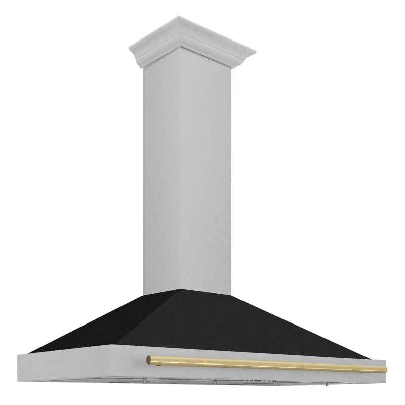 ZLINE 48" Fingerprint Resistant Stainless Steel Range Hood with Stainless Steel Handle, Gold