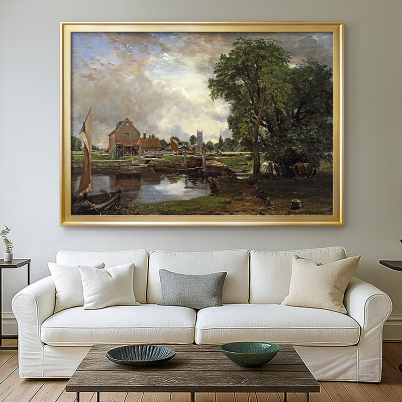 Flatford Mill (scène sur une rivière navigable) - John Constable - Toile tendue avec châssis, 1816-1817, 30 x 5 x 42,5, Doré