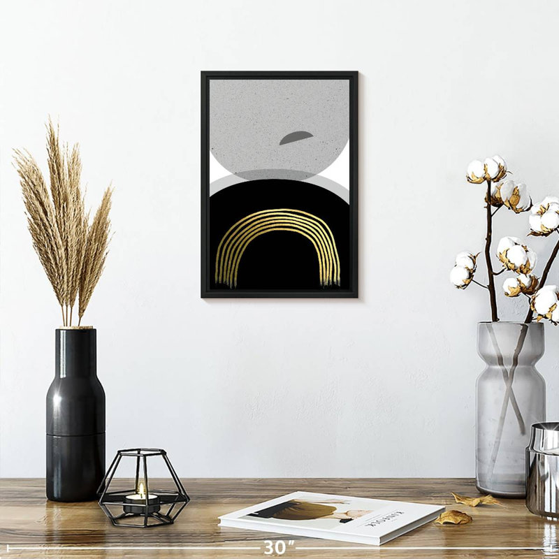 Or noir minimaliste II, 9 po x 13 po, Cadre flottant noir