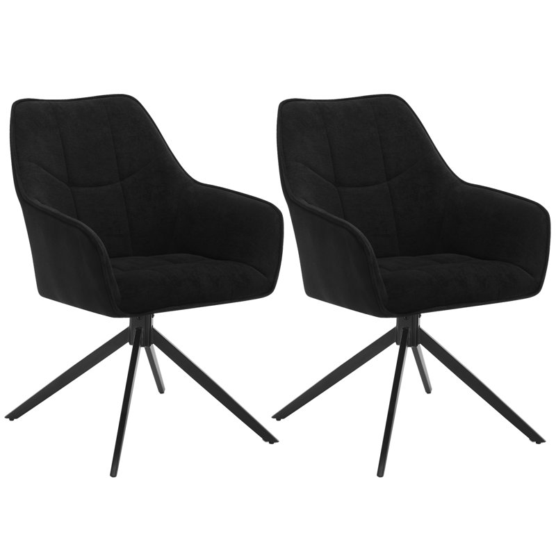 Zaha 47cm H Upholstered Metal Armchair, Black, 2