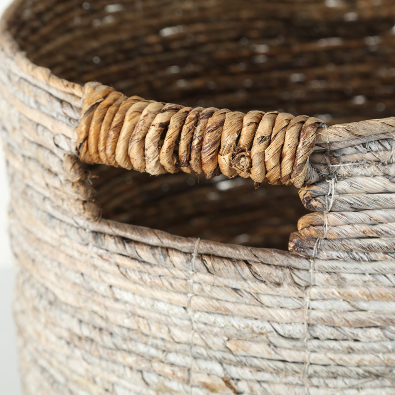 Romantic Beach Chic Banana Leaf 3 Piece Wicker Baskets Set