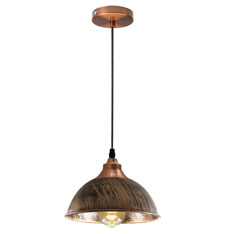 2 - Light Brushed Copper Dome Pendant