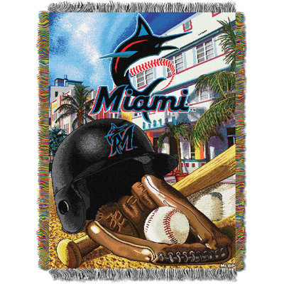 MLB Miami Marlins Throw Blanket, Baseball Homefield Advantage Decor, 48x60 Inches