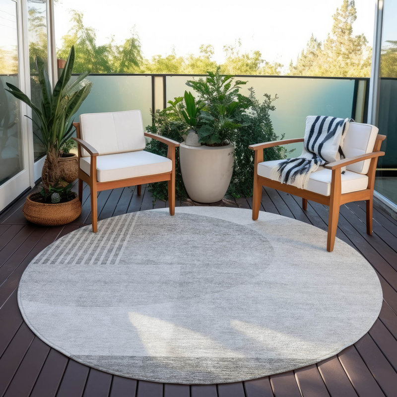 Tapis intérieur / extérieur Melania avec envers antidérapant, Rond 8 pi