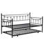 Lit de jour moderne noir avec couchette - structure en métal pour une utilisation durable, option d'espace, expérience sonore, facile à assembler, convient à tous les matelas, capacité de poids de 250/350 lb