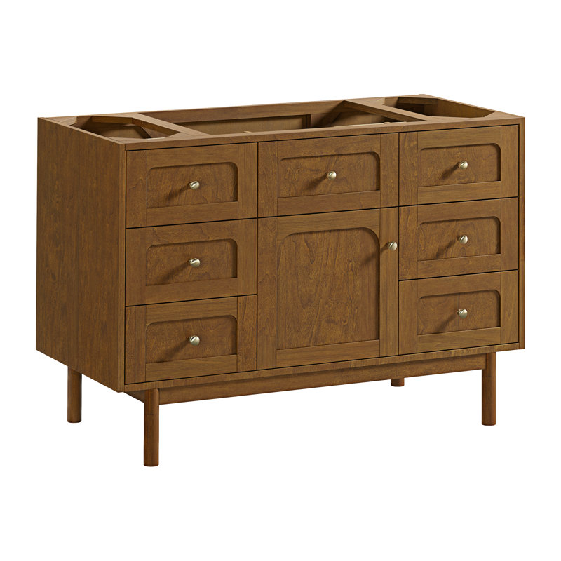 Laurent 48" Single Bathroom Vanity Set, Parisien Bleu, 8" Widespread, Honey Brown
