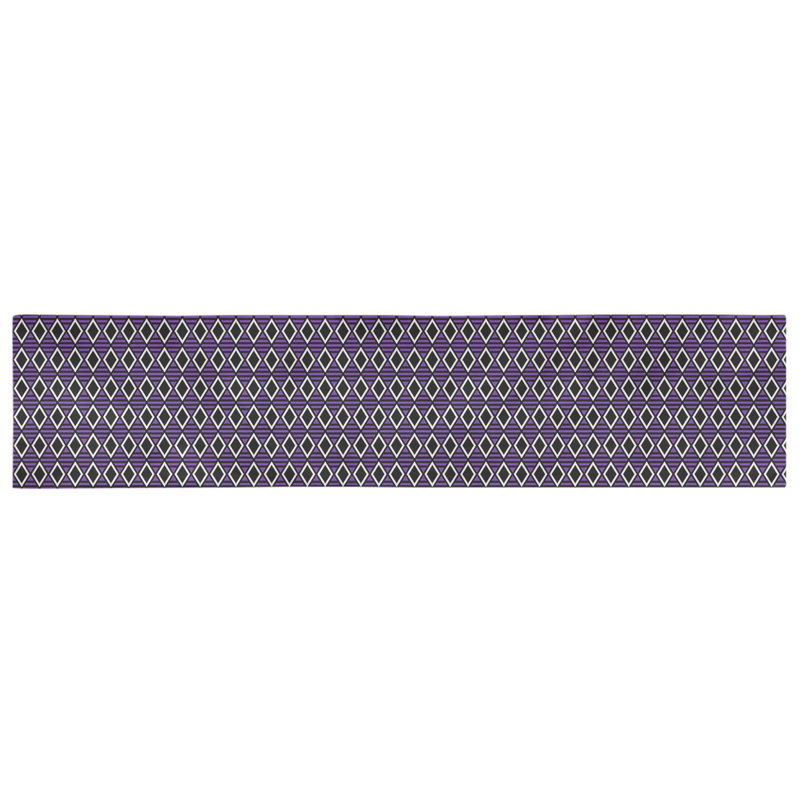 Chemin de table à carreaux géométriques Avicia, 73,5 po x 17,5 po, Noir / Mauve, Coton