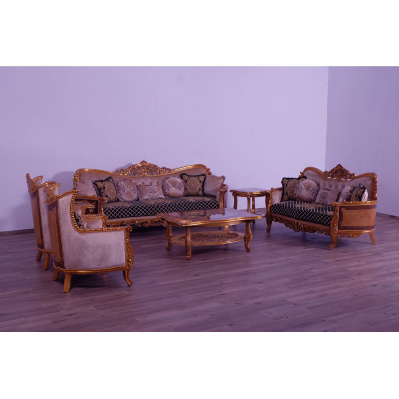 Fauteuil de 41 po de largeur Modigliani, Noir / or / brun pâle