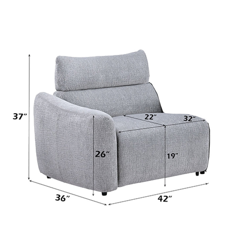 Fauteuil inclinable gauche Falo, mousse et chenille gris clair Falo