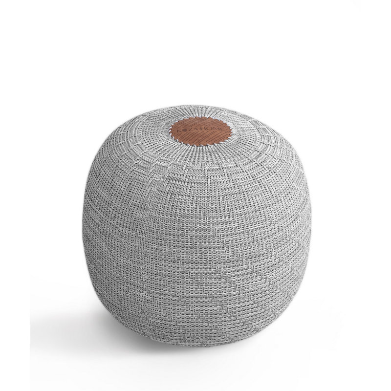 Handmade Acrylic Pouffe, Grey Color, 15.8 x 15.8 x 17.7 inches | 100% Acrylic with Soft Polyester Filling | Stylish & Versatile Seating for Living Room, Bedroom, or Outdoor Use, Perfect for Modern Decor