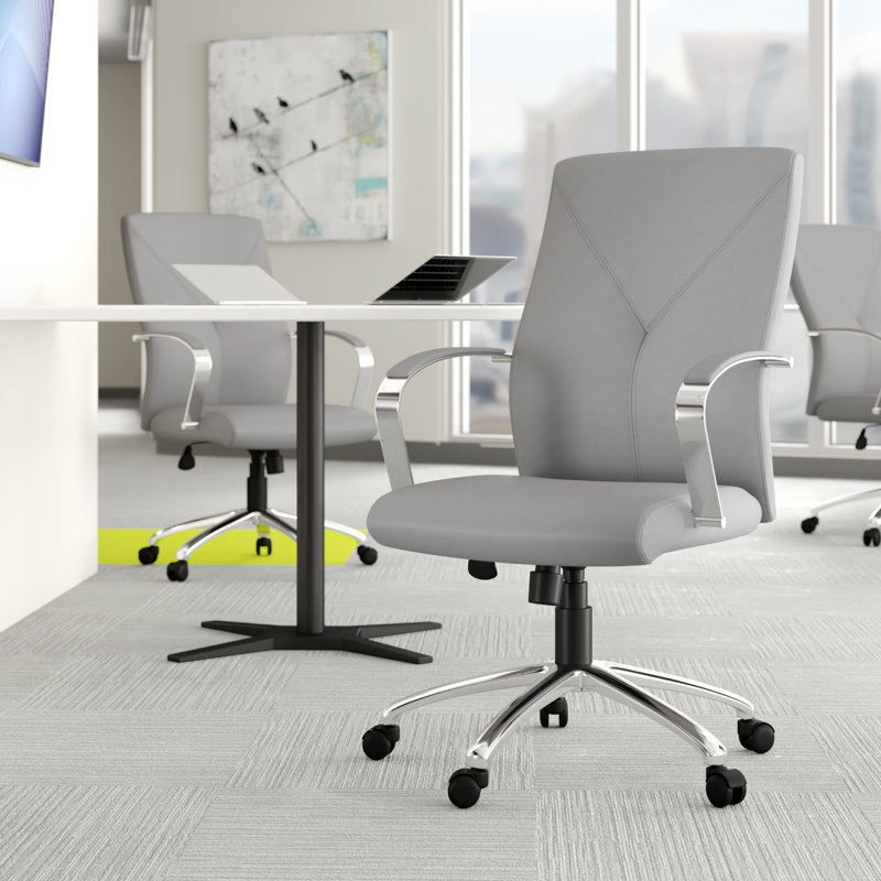 Leather Conference Chair, Gray
