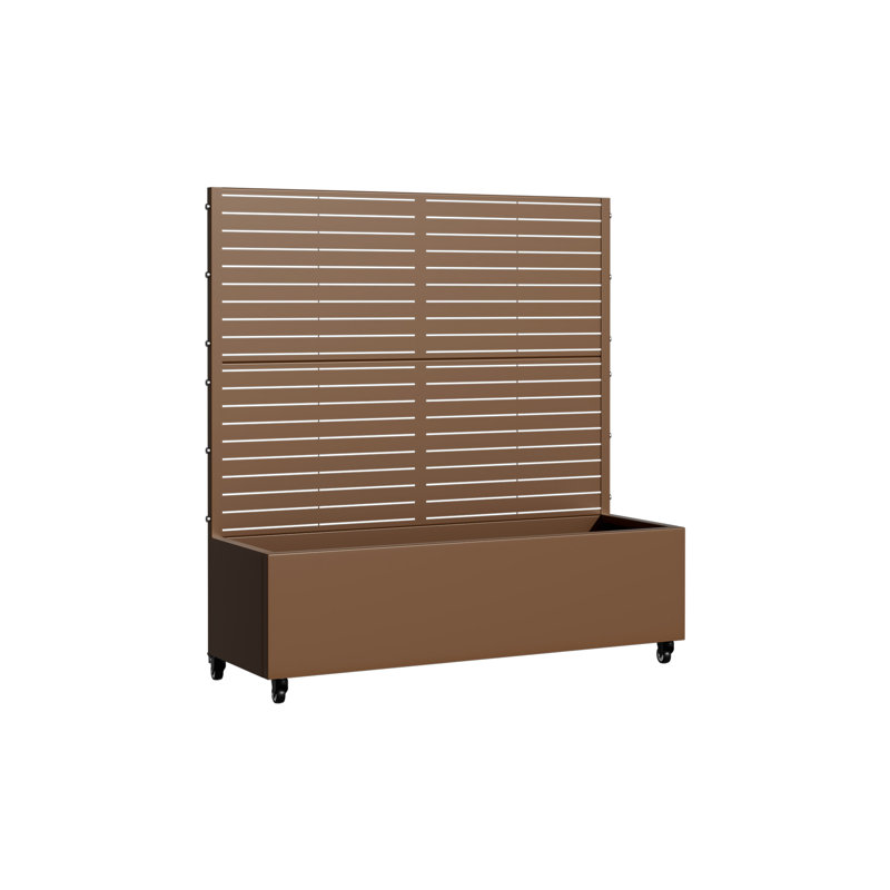 Boîte à fleurs en métal avec roues Eulau, H 72 po x l 35 po x P 16 po, Brun