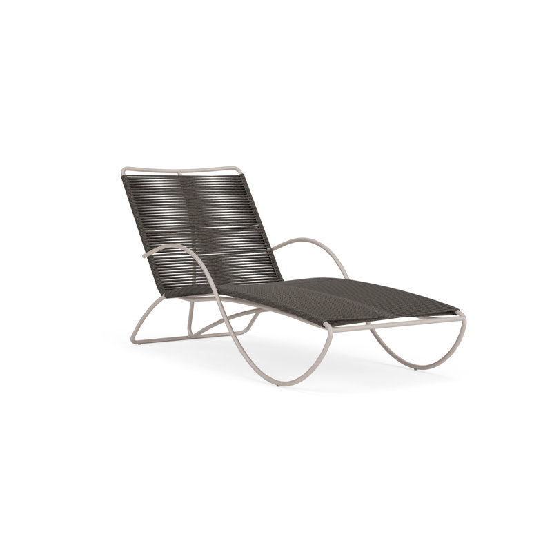 Walter Lamb Outdoor Chaise Lounge, Coal/Dove Smooth