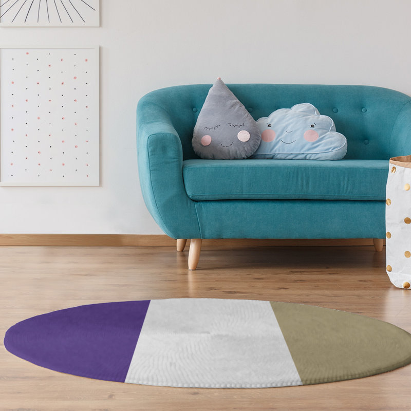 Tapis mauve/beige, Rond 5 pi