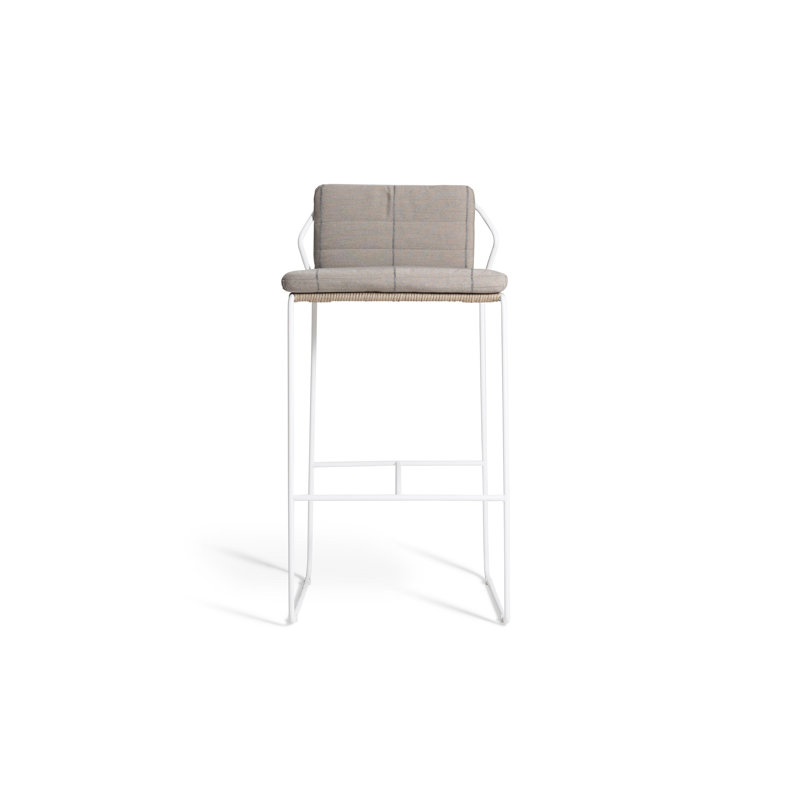 Sandur Patio Bar Stool with Cushion, Clay Rope/White Frame, Lantern Slate