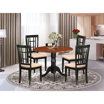 Maytham Solid Wood Top Pedestal Dining Set