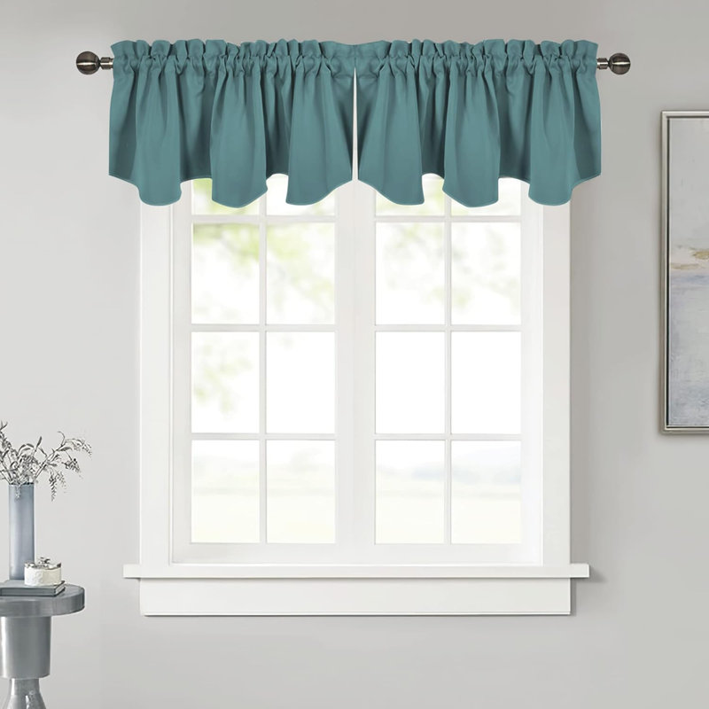 Thermal Room Darkening Valance - Short Curtain 52 Inches By 18 Inches Scalloped Valance For Living Room, Kids Room, Dorm, Nursery, Kitchen, Bow Window (Single Panel)