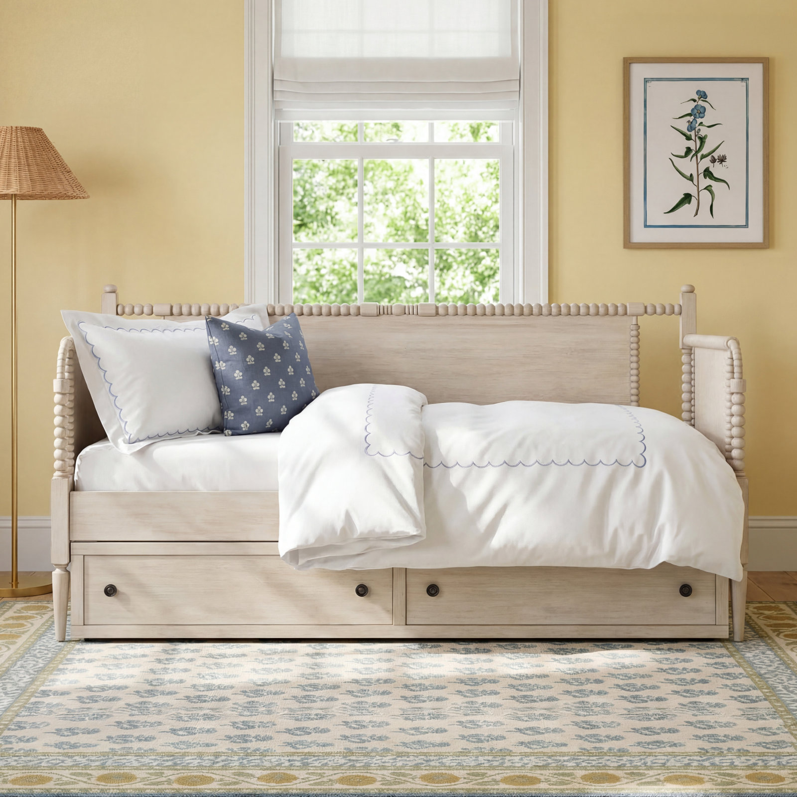 Delaria Turned Leg Daybed with Trundle - Twin, Antique White