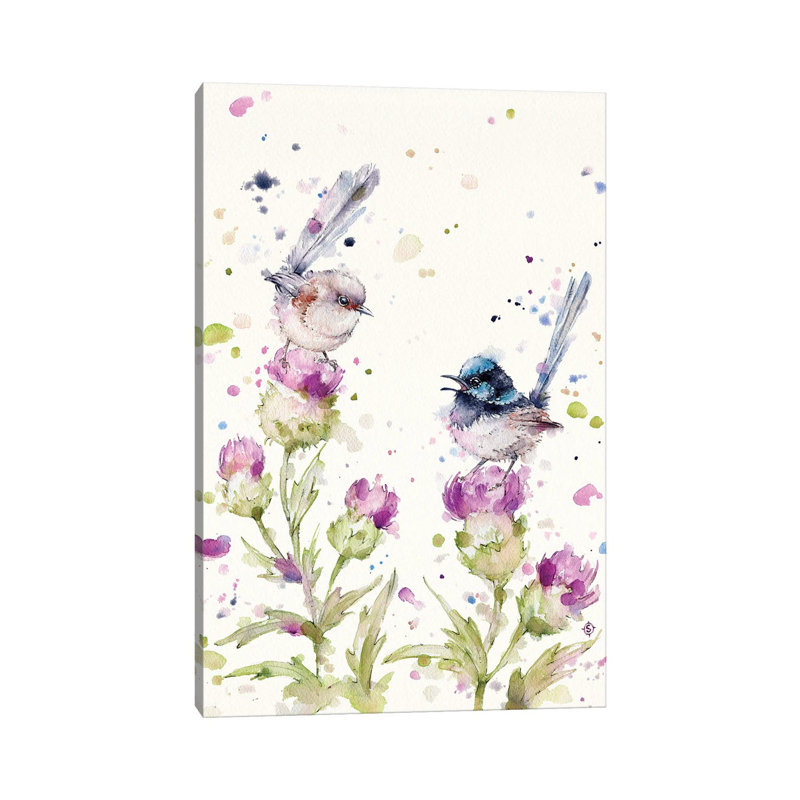 Yes Darling I See You There (Fairy Wrens) by Sillier Than Sally - Wrapped Canvas Painting, 66.04 cm H x 45.72 cm W