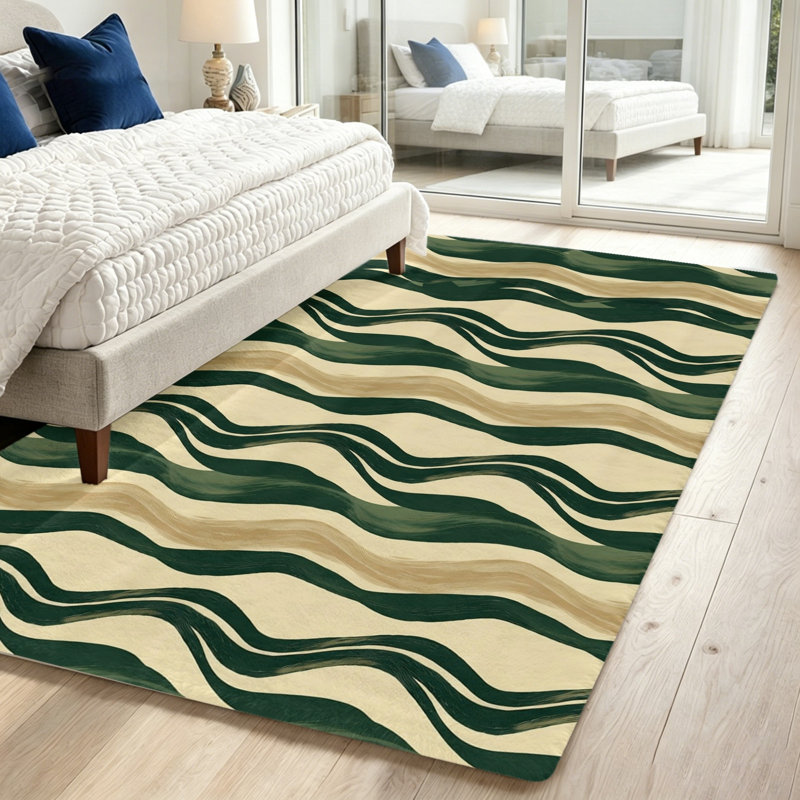 Artistic Wave Pattern Area Rug, Anti-Slip Soft Floor Carpet, Machine Washable Home Decor for Living Room, Bedroom, Playroom, Office and Dining Spaces