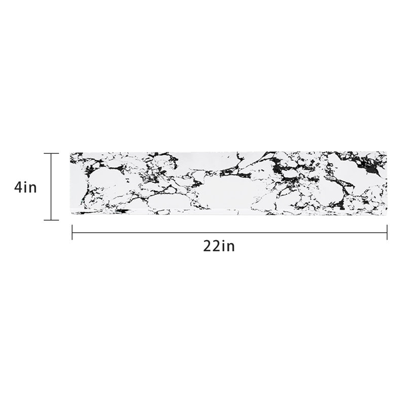 Dosseret latéral de lavabo de 56 cm (22 pouces), pierre frittée blanche Panda, durabilité à long terme, pré-percé pour robinet à entraxe large, hauteur assemblée de 10 cm (4 pouces), marbre artificiel, design, surface facile à nettoyer.