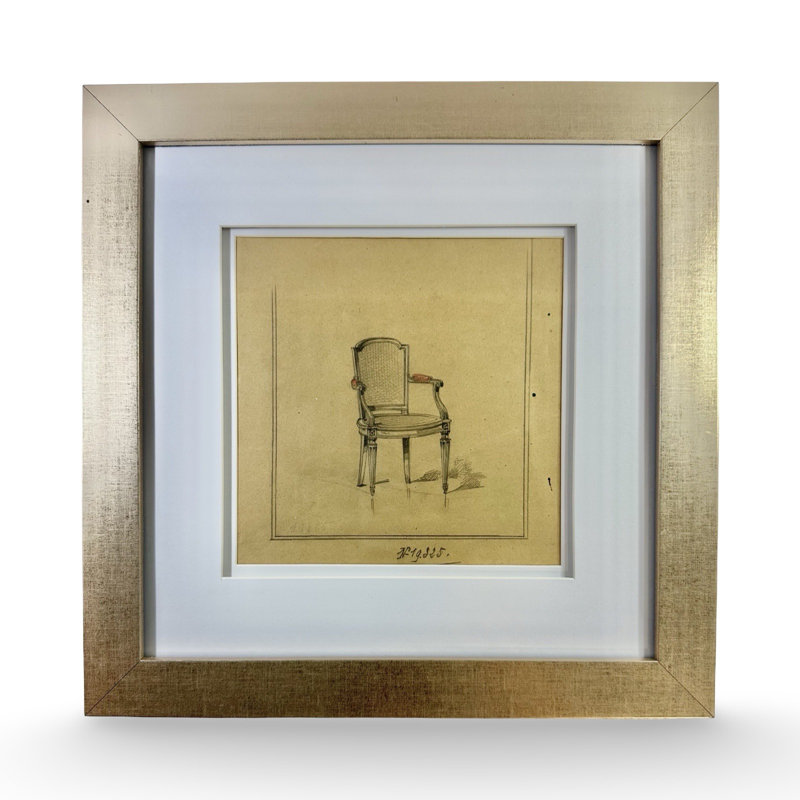 The Paris Apartment Collection Antique Sketch No. 19325: Louis XVI Cane-Back Armchair, Paris Atelier Rendering