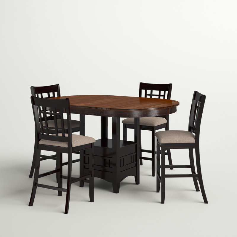 Almaden 4 - Person Extendable Four Leg Dining Set, Light Chestnut, Espresso