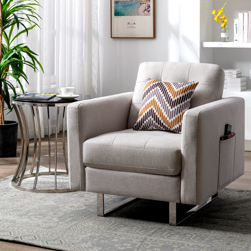 Upholstered Armchair, Beige Duplicate
