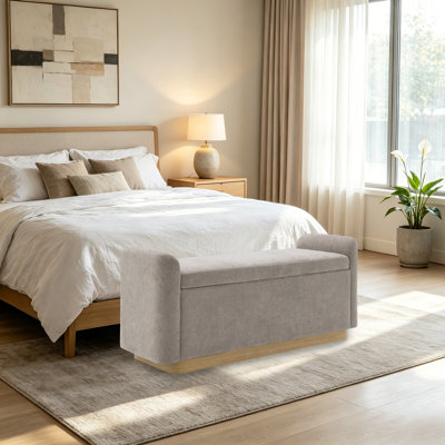 49" Upholstered Storage Bench With Metal Base