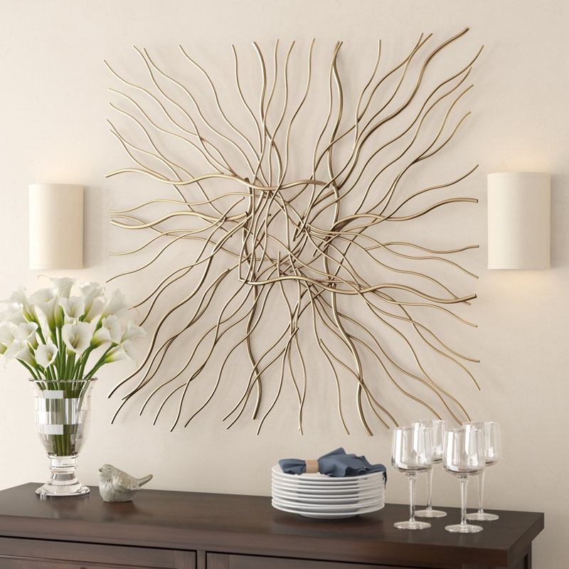 Abstract Copper and Gold Iron Wall Sculpture