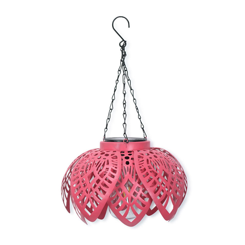 Chatrin 41cm Solar Powered Integrated LED Outdoor Hanging Light, 41cm H x 20cm W x 20cm D, Pink