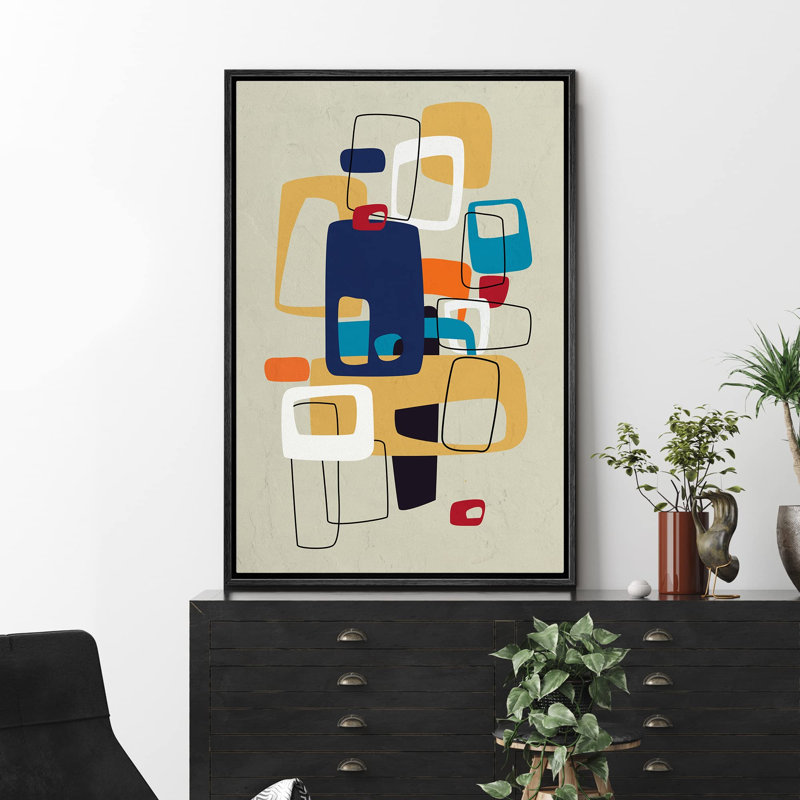 Forme Mid-Century «Mid-Century Modern Colorful Polygon Collage» sur, Noir, H 36 po x l 24 po