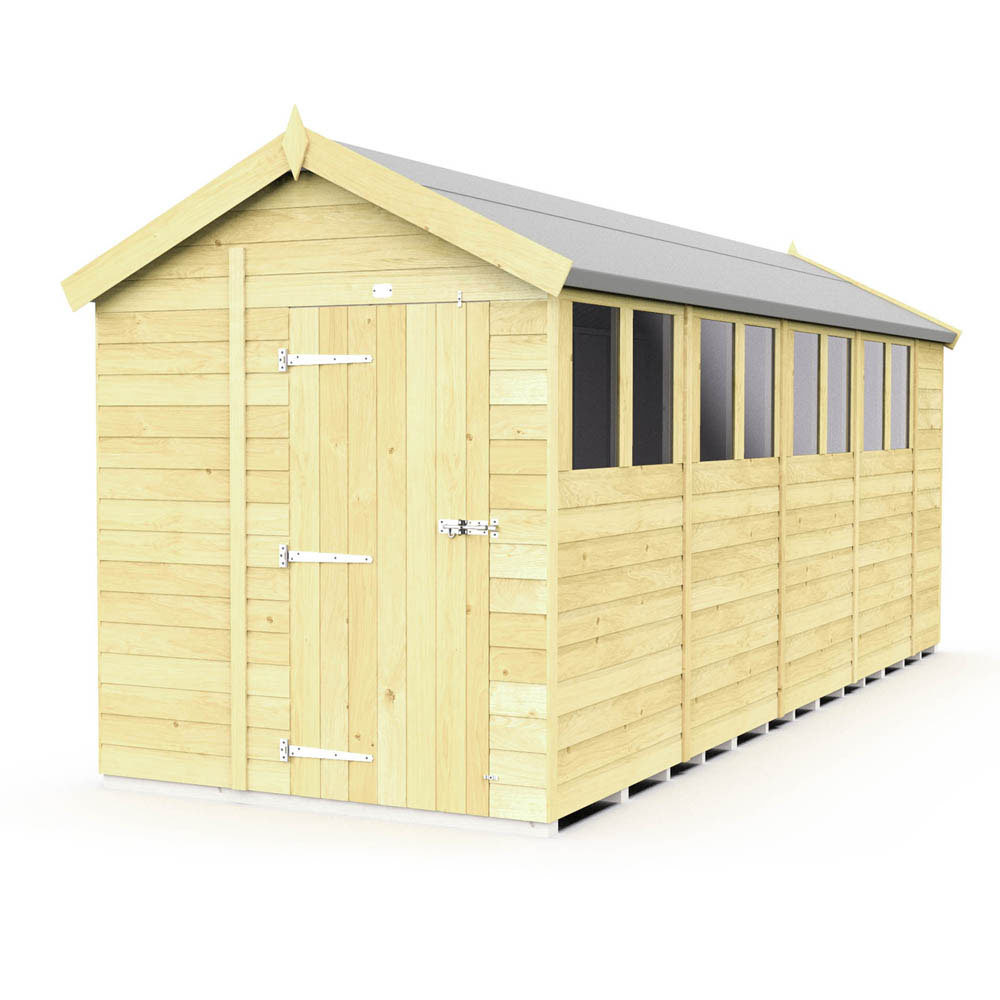 6ft x 18ft Apex Shed - Single Door with Windows