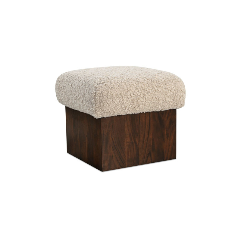 Serge Ottoman Brown Faux Fur, White