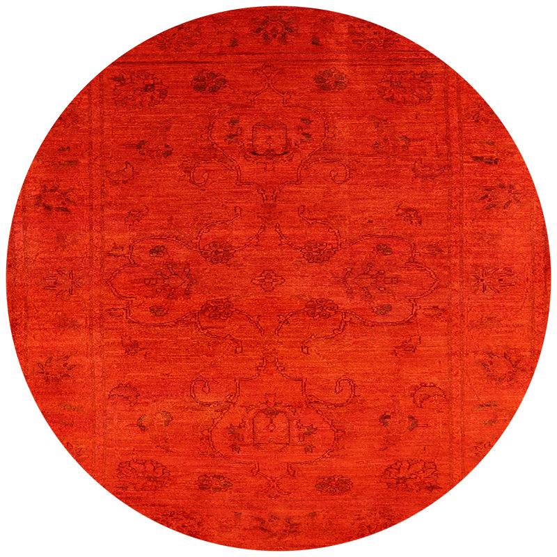 Tapis de style oriental rouge, Rond 4 pi
