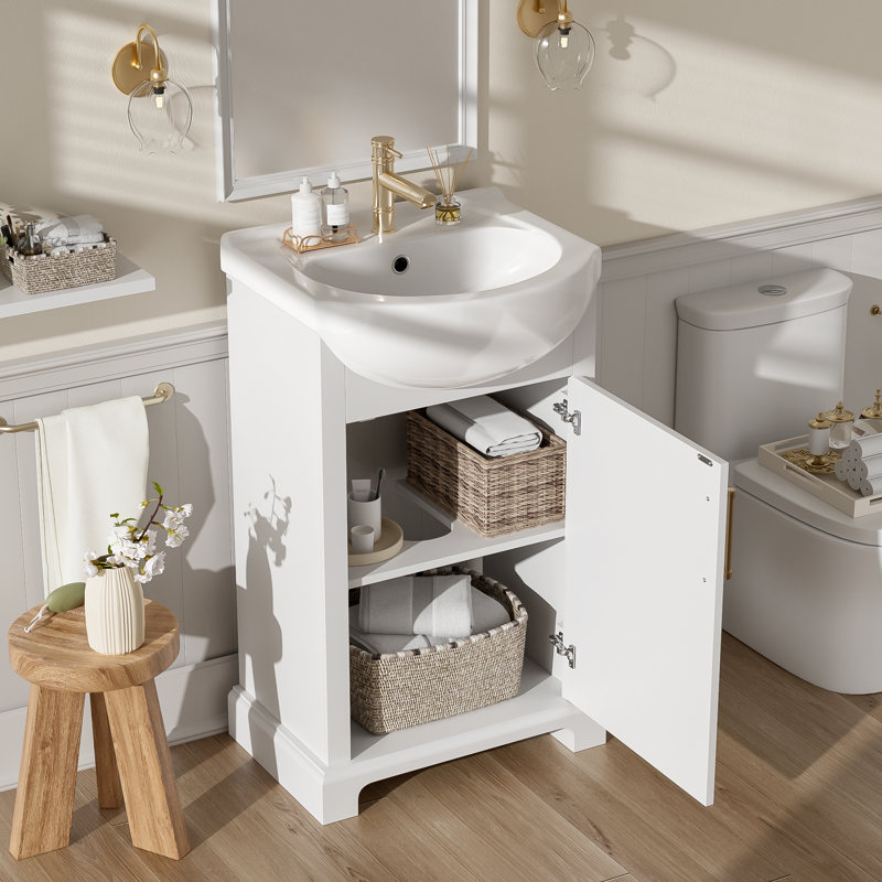 Meuble-lavabo de 20 po avec lavabo en céramique, Bleu