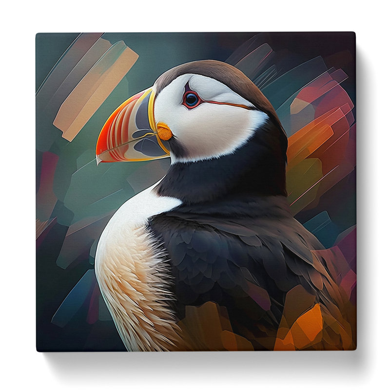 Puffin Digital Art - Wrapped Canvas