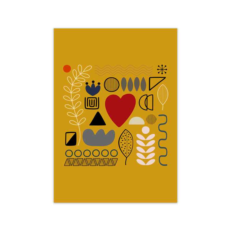 Yellow Scandinavian Abstract Shapes Original - Print, No Frame, 42cm H x 29.7cm W x 4cm D