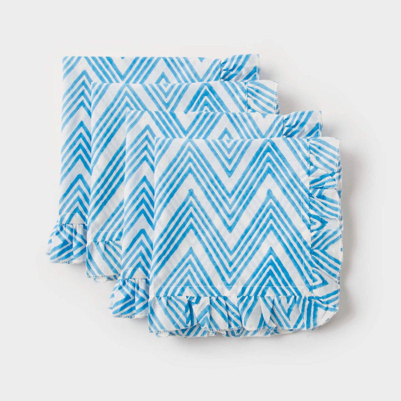 Ensemble de 4 serviettes à volants Zig Zag