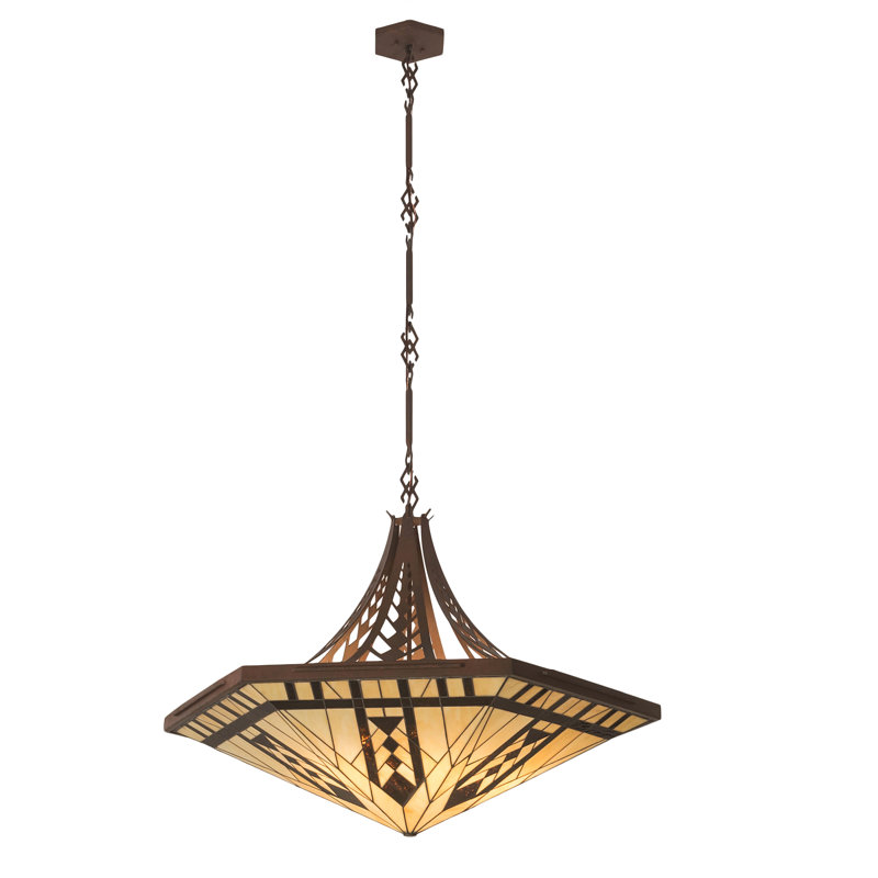 Sonoma 6-Light Rustic Outdoor-Indoor Pendant with Chocolate-Beige Glass