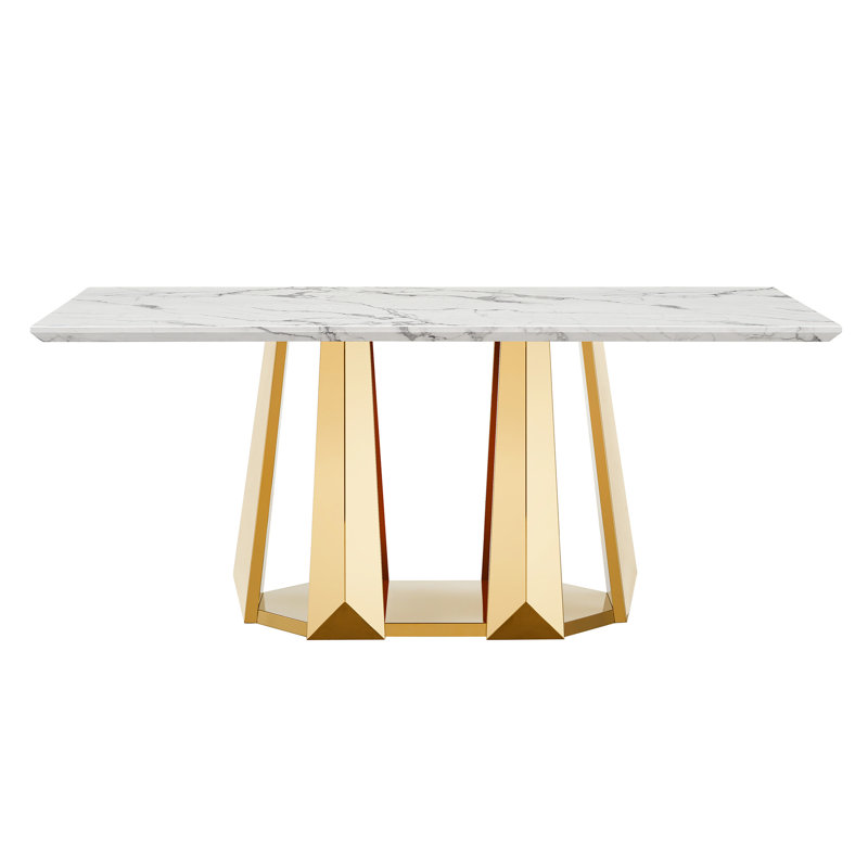 Table de salle à manger Modern, White, Gold