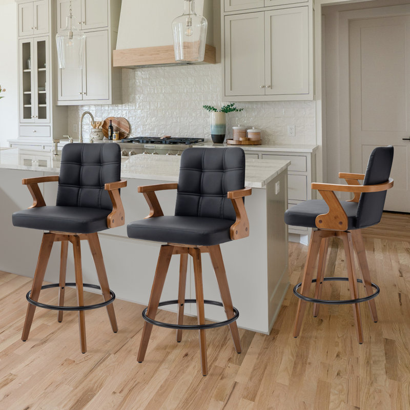 Eastwood Swivel Bar Stool, Counter Stool (66cm Seat Height), Black