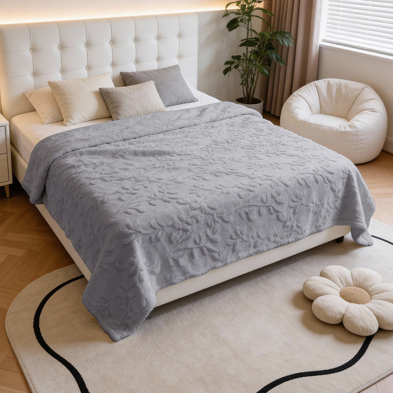 Machine Tufted Throw Blanket, 100cm x 150cm, Grey