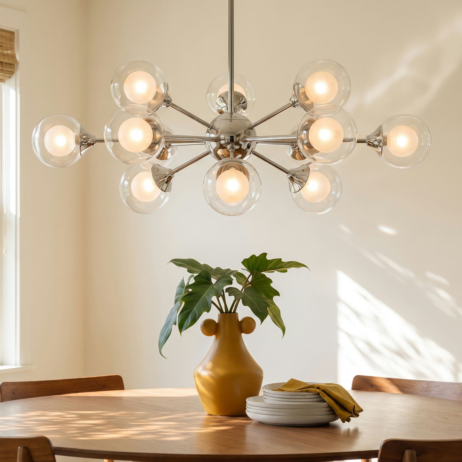 Optimist Chandelier, 11" H x 29" W x 29" D, Polished Chrome, 12