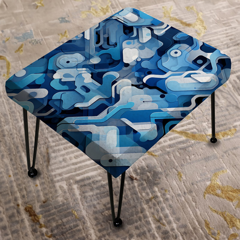 Repose-pieds bleu camouflage futuriste furtif bleu