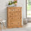 Commode en bois de pin massif à 5 tiroirs Farmhouse, commode de chambre rustique avec poignées en métal, armoire de rangement pour chambre à coucher