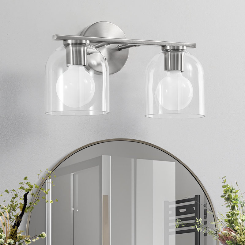 Éclairage pour meuble-lavabo à 2 lumières à intensité variable Meola, Nickel brossé