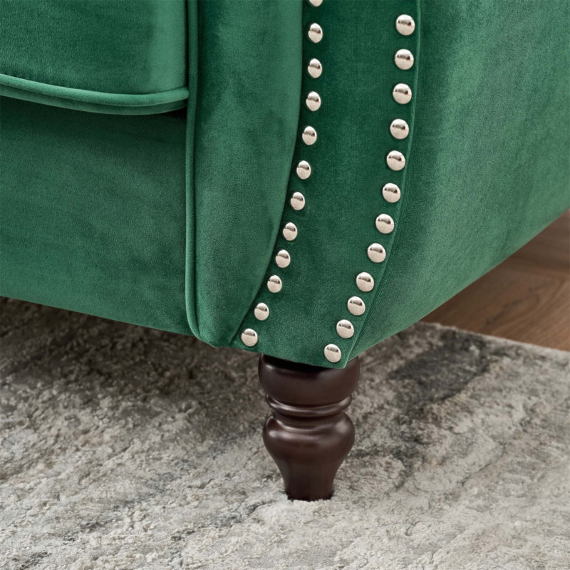 Canapé de 85 pouces en velours Chesterfield